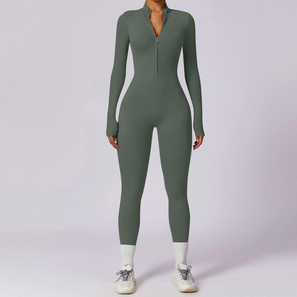 Aveline Thermal Jumpsuit – Long Sleeve Zip-Up One-Piece